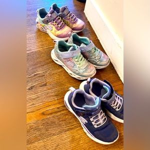 Three pairs of Skechers light up sneakers, size 11